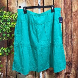 NWT! Basic Editions Boho Cotton Tiered Skirt Size XL Turquoise